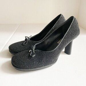 Vintage Y2k Barneys New York Co-op Beaded Black Square Toe Heels 9
